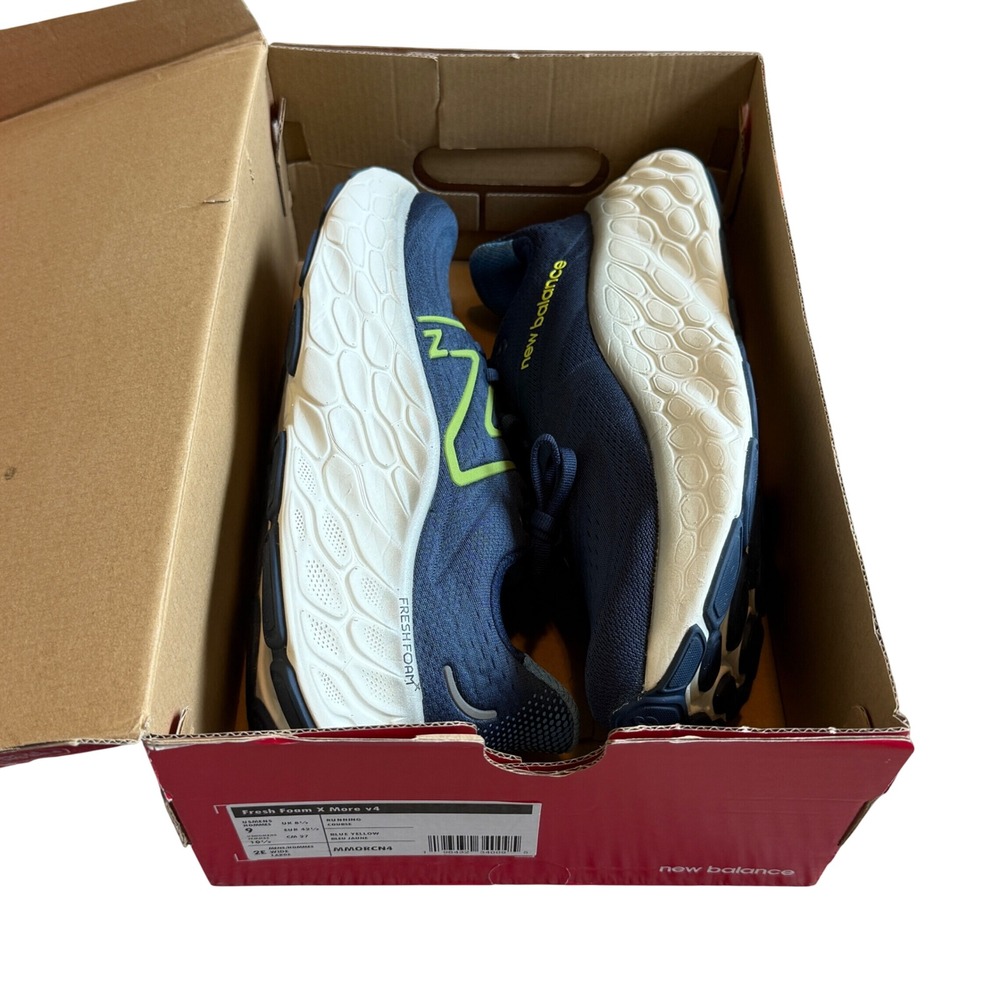 New Balance Fresh Foam X More V4 Men's Running Shoes Size 9 2E Blue/Yellow Med/D - Picture 4 of 8